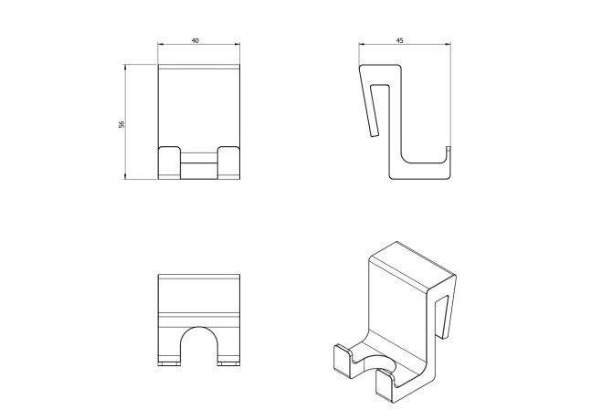 Крючок для водосгона LANGBERGER ACCESSORIES 74183-00-02 подвесной на ограждение цвет черный матовый