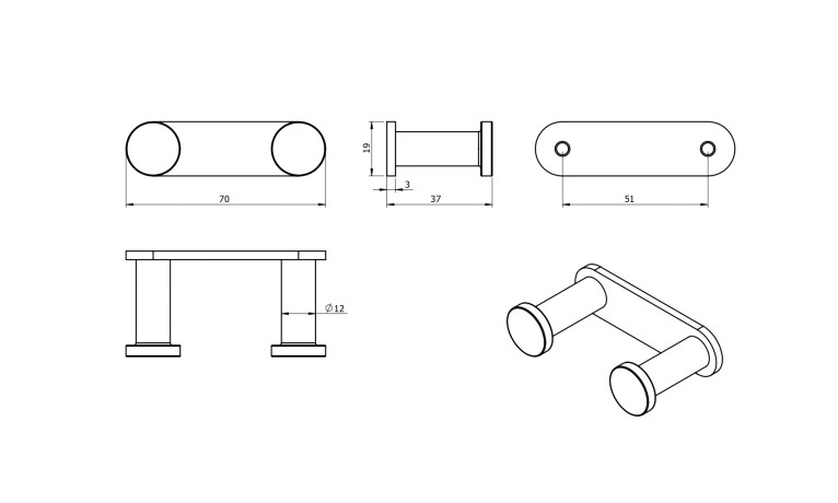 Крючок LANGBERGER ACCESSORIES 28032A-BP подвесной цвет черный матовый