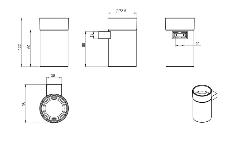 Стакан LANGBERGER 28011B-BP подвесной цвет черный матовый