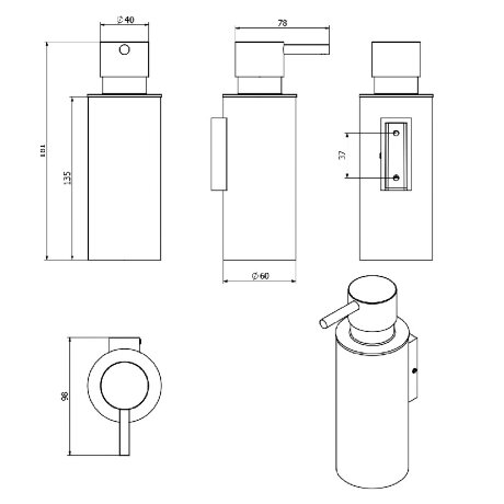 Дозатор LANGBERGER VICO 73569-BP подвесной цвет черный матовый