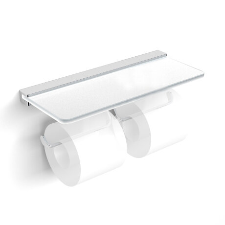 Бумагодержатель LANGBERGER MELVIN 32042B двойной подвесной с полкой цвет хром