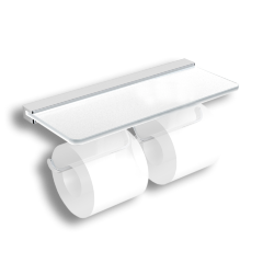 Бумагодержатель LANGBERGER MELVIN 32042B двойной подвесной с полкой цвет хром